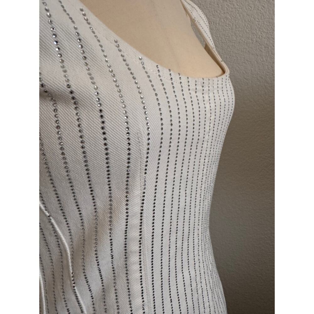 Good American | NWT White Jeweled Denim Shift Dress Size 2 RARE - Picture 6 of 12